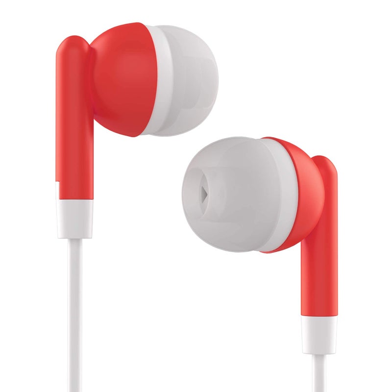 Maeline Bulk Earbuds with 3.5 mm Headphone Plug - 10 Pack - Red - Image 3